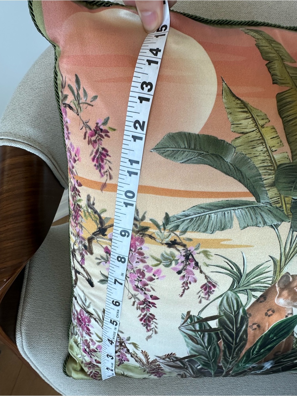 Annabel’s London Exclusive Silk Pillow | Botanical Jungle Leopard Cushion - Picture 5 of 5